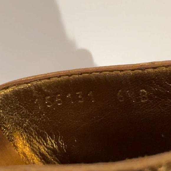 GUCCI HORSEBIT WOODEN PLATFORM SANDALS COPPER LEATHER SZ 36 6. - Picture 14 of 16